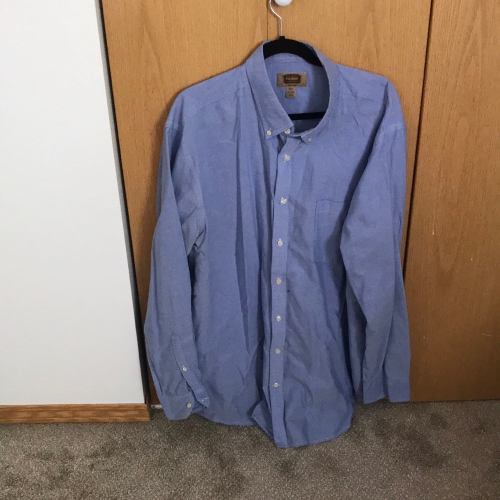Blue Mens plus size long sleeve button down shirt